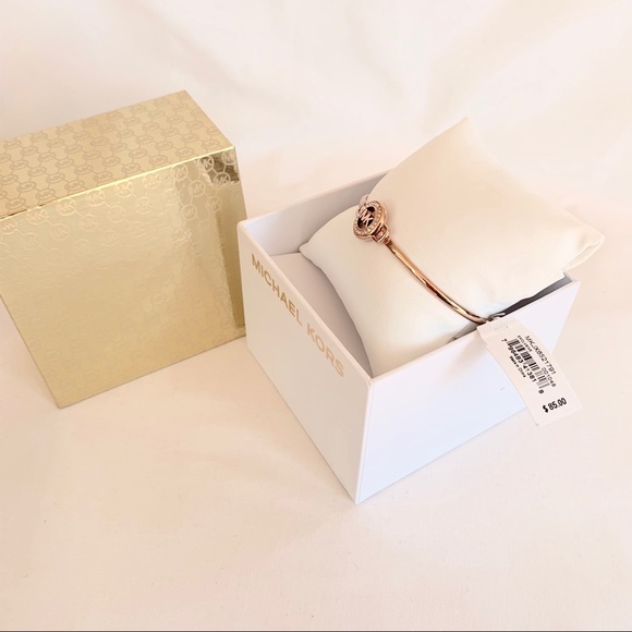 NWT authentic MK rose gold tone pave logo bracelet - Picture 3 of 4